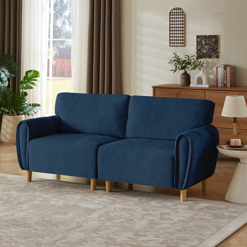 Grand canapé en chenille moderne, petite causeuse pour petit espace - bleu, Chenille bleu