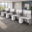 Poste de travail 4 personnes Regency Instant Office 63H x 129W avec panneau de rangement et rangement, blanc pur-133697436