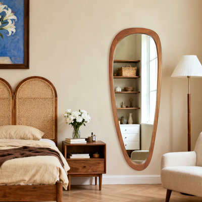 Irregular Natural Wood Frame Wall Mirror