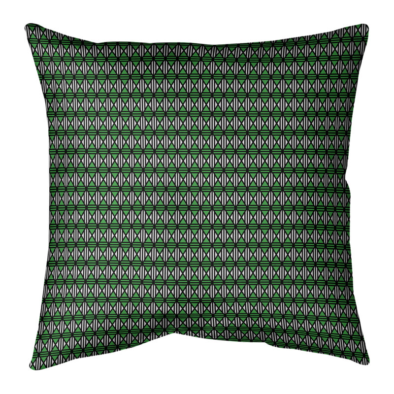 Coussin décoratif en coton Katelyn Elizabeth, H 14 po x l 14 po, Bourre en polyester, Noir/vert