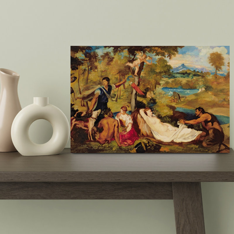 Jupiter et Antiope, 1856 - Affiche murale abstraite contemporaine représentant un chien, H 12 po x l 18 po