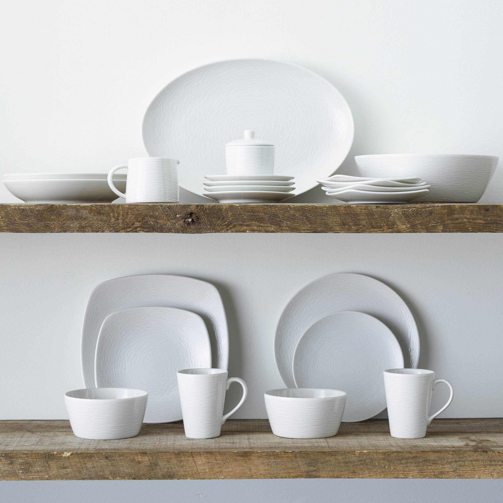 Noritake Colorscapes Swirl 4-Piece Square Place Setting, Service for 1, White