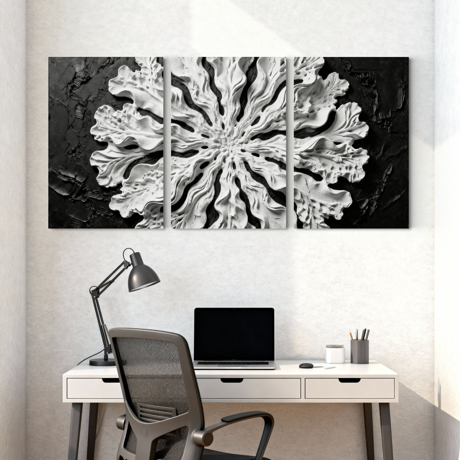 Abstract Snowflake Designs Highland Dunes Abstract Snowflake Design Black And White Art Print Set ...