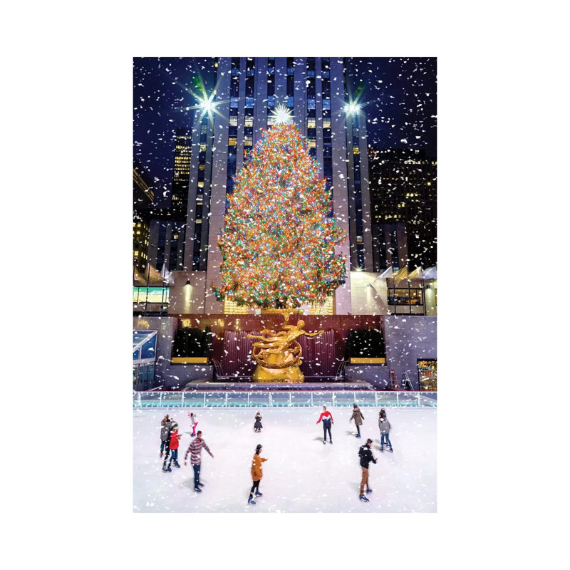 Iceskating Rink Rockefeller Center New York City Painting 1 Piece Wrapped Canvas Wall Art, 66.04 cm H x 45.72 cm W