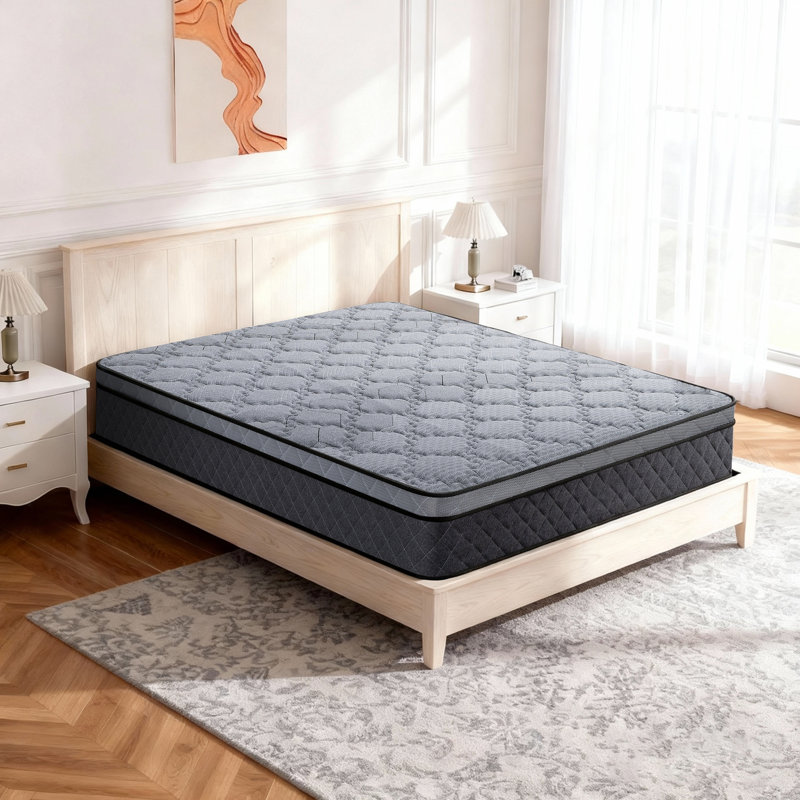 12'' Hybrid Mattress  Medium 5-Zone Support For Back Stomach Side Sleepers Motion Isolation Noise Reduction - Fits All Frames & Floor