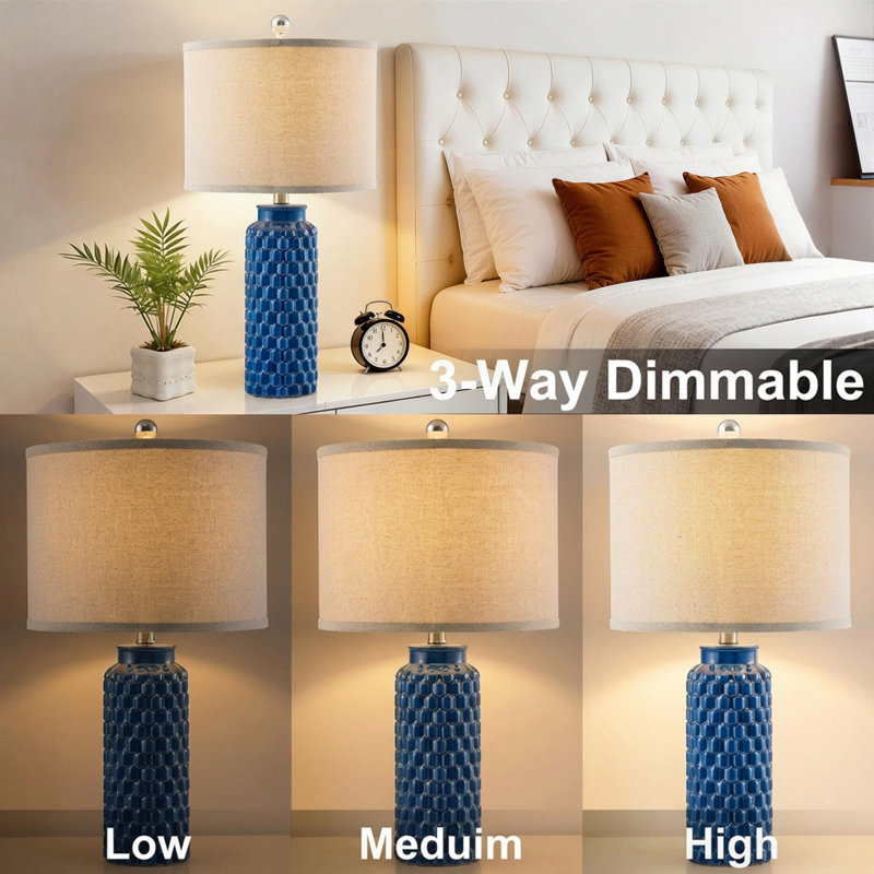 21" H Dimmable Ceramic Table Lamps, Blue