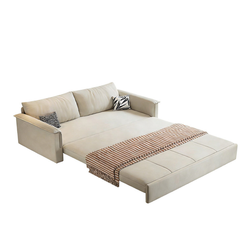 Canapé-lit causeuse 100% polyester beige, 86.61"W*33.86"D*33.46"H