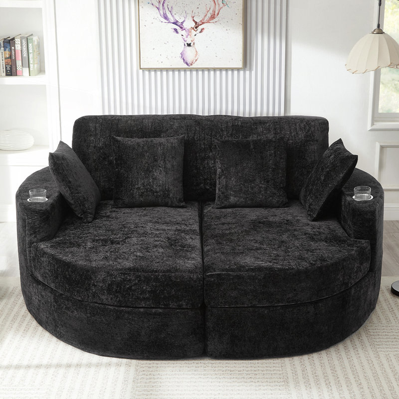 Canapé de chaise longue à compression complète, Noir