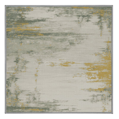 Tapis abstrait gris lavable à la machine