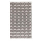 Maya Indoor Outdoor Area Rug, Pebble Gray, Handwoven Diamond, Fringe