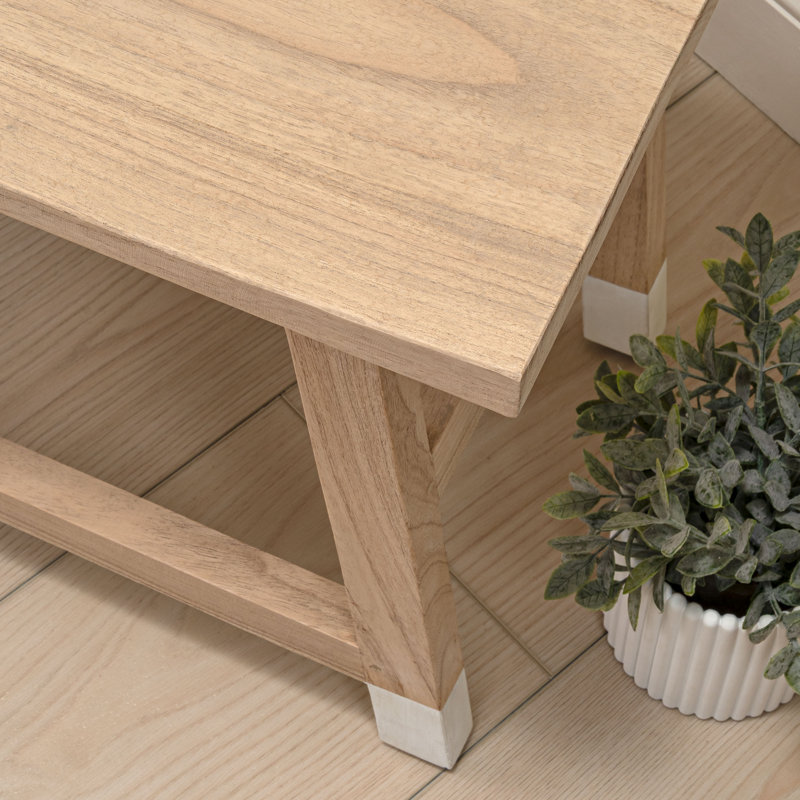 Tabouret d'appoint en bois massif de 18 po fabriqué à la main Finesse, Natural/White