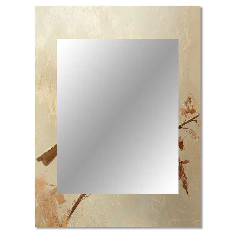 Curious Sparrow I - miroir décoratif oiseau, miroir mural blanc, impression d'art en métal, 40 po x 30 po