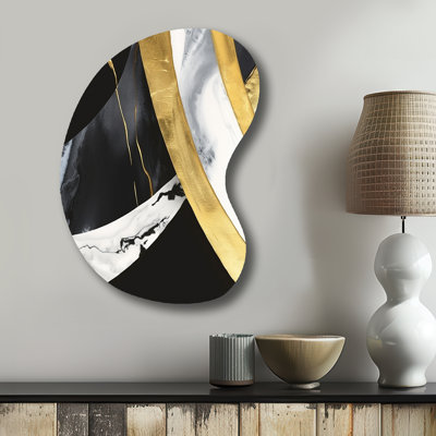 Hedstrom - Asymmetrical Abstract Marble Metal Wall Art, Irregular Shape Metal Wall Sculpture Print