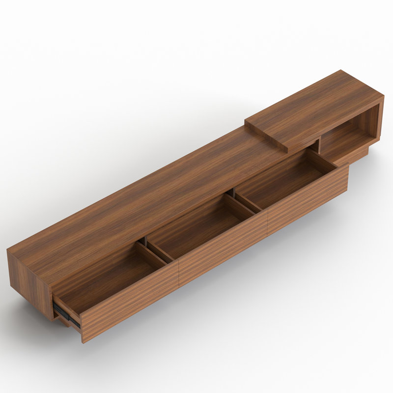 78.74" Modern Asymmetric Tv Stand With Open Storage, Low-Profile Entertainment Center For Tvs Up To 85", Brown