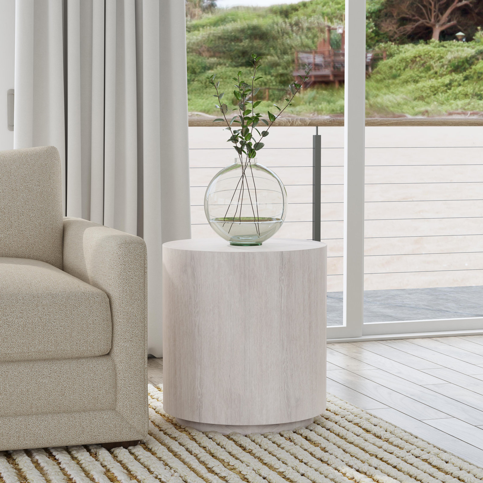 Taryn 20" End Table, White Wash