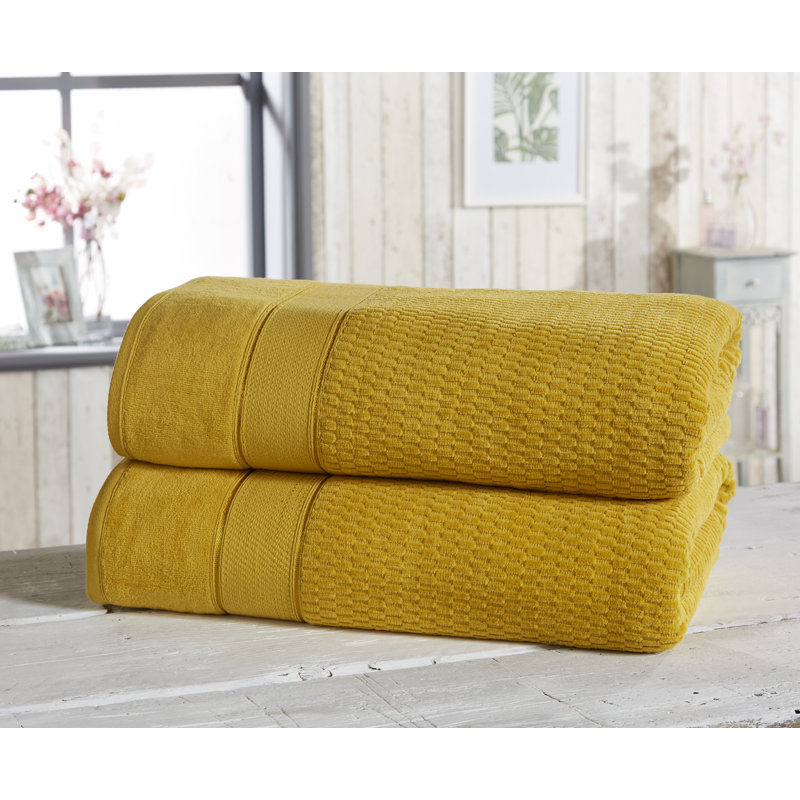 Asare 100% Cotton Midweight Waffle Bath Sheet, Ochre