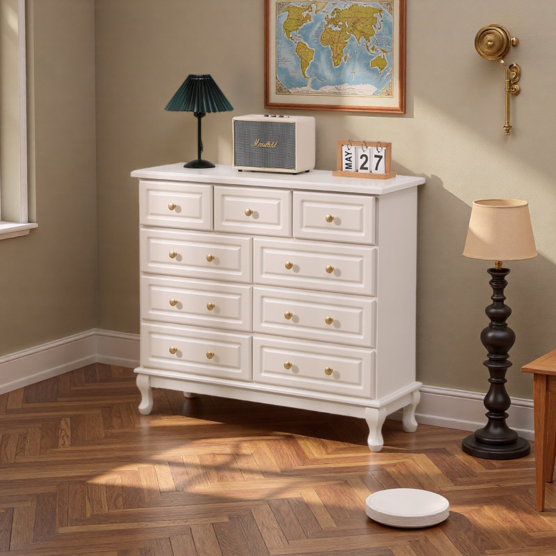 Multifunctional drawer storage cabinet, Ivory