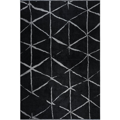 Rapture Contemporary Celestial Black/Silver Gray Area Rug