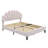 Upholstered Platform Bed with Flower Pattern Velvet Headboard-875723956-875723957