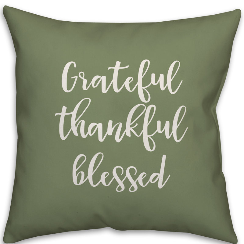  Coussin Grateful Thankful Blessed, Vert, Housse de coussin