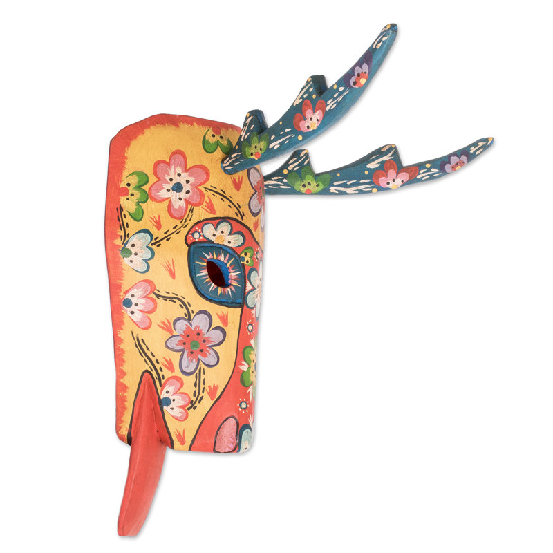  Masque de cerf en bois fait à la main