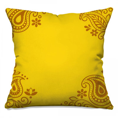 Yellow Paisley Floral Double Sided Throw Pillows