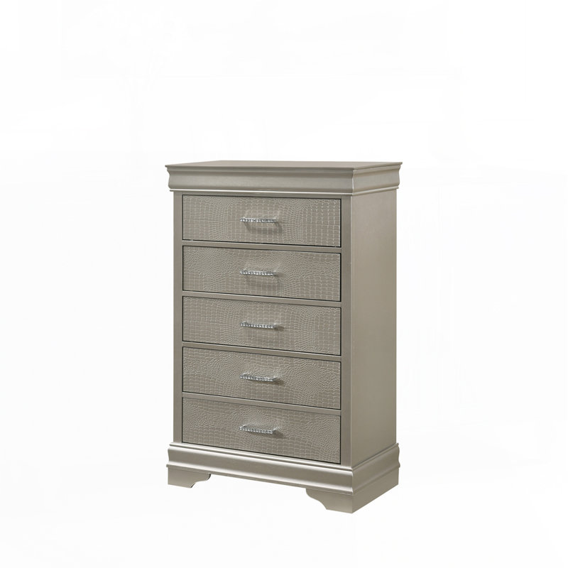 Commode haute 5 tiroirs, Beige