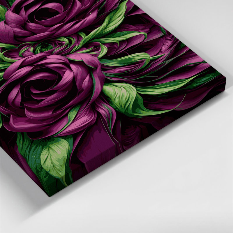 "Abstract Florals 86", art mural sur toile rouge, H 20 po x l 16 po