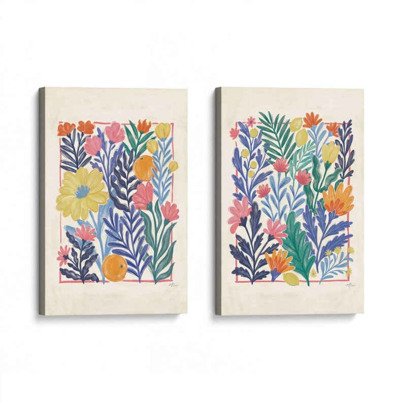 Duo de fleurs tropicales, ensemble de 2 imprimés sur canette, Toile tendue, H 18 po x l 12 po