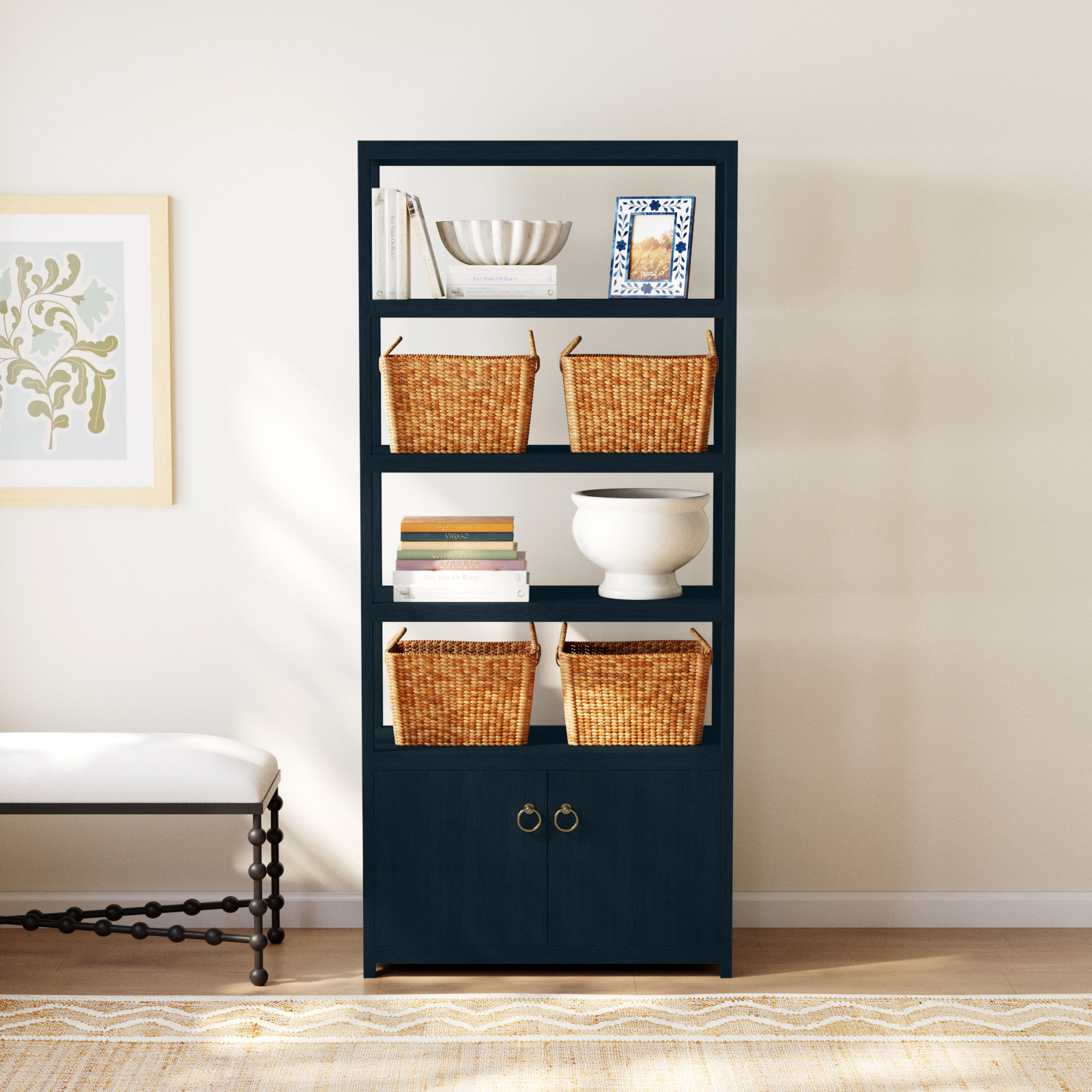 Elin 32" Bookcase, Navy Blue