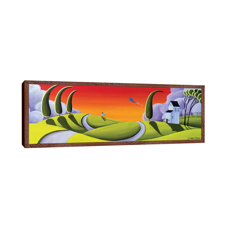 Whirly Winds by Debbie Criswell - Panoramic Print on Canvas, 30.48 cm H x 91.44 cm W, Classic Brown Wood Framed