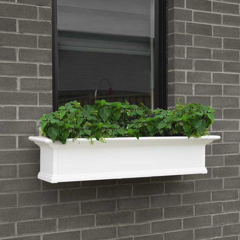 Anand Resin Window Box with Water Reservoir, White, 10" H x 60" W x 12" D