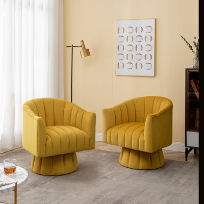 Murrow Velvet Swivel Barrel Chair