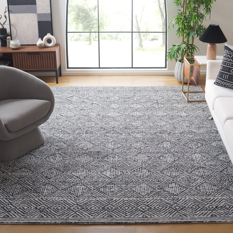 Kaitlee Hand Tufted Wool Pile Geometric Rug, Rectangle 8' x 10'