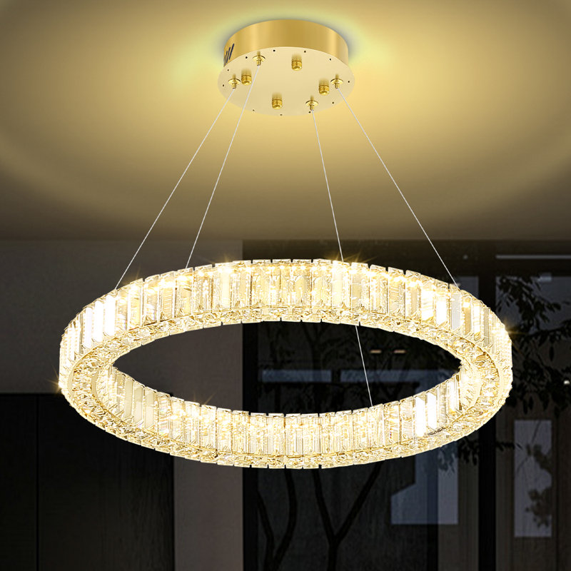 Luminaire suspendu rond moderne Modern Ring Chandelier, 118'' H x 24'' W x 24'' D, Gold, 1