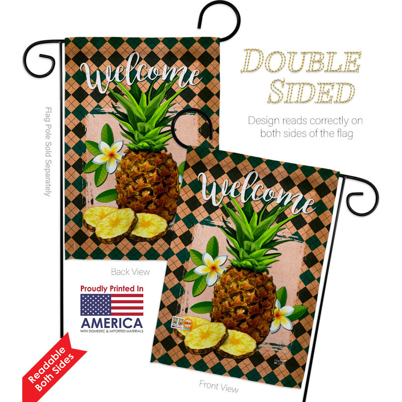 Ensemble de drapeaux en polyester 18,5 po x 13 po Welcome Pineapple