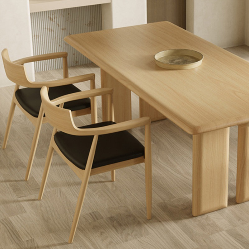 Natural solid wood table set, 29.52"H x 78.74"L x 31.49"W