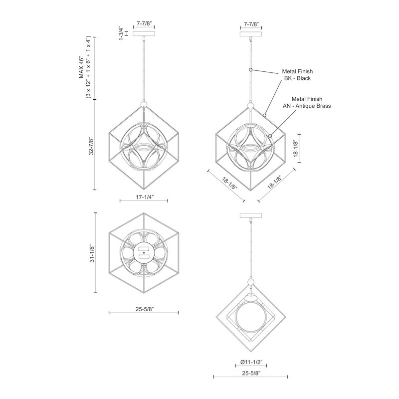 Monza 1 - Light LED Chandelier, 40.125" H x 39.375" W x 34.5" D