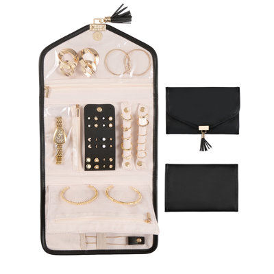 Jewelry Travel Organizer, Foldable PU Leather Pouch