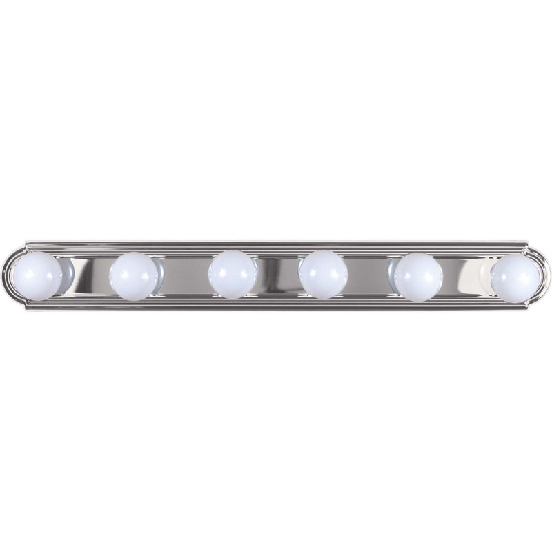 Barre d'éclairage de salle de bain murale chromée 6 lumières Ermino, Chrome