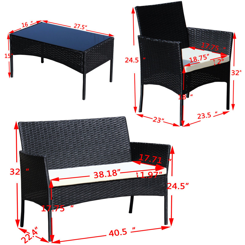 Ensemble de 4 chaises de patio rembourrées beiges pour un coin agréable