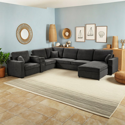 Five Seat Modular Sectional Sofa with Storage Drawer