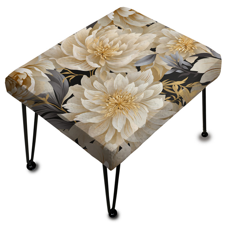 Beige tranquillité pivoines avec motif floral I - Repose-pieds rectangulaire floral