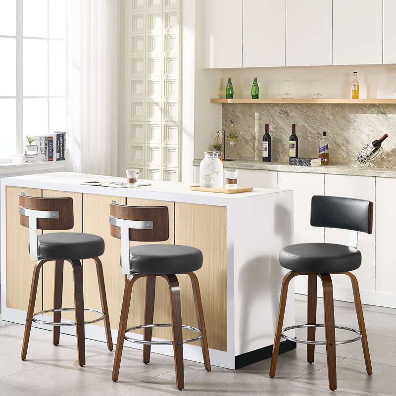 Tabouret de bar et de comptoir pivotant rembourré, Tabouret de comptoir (siège d'une hauteur de 26 p, Noir, noir, noir, noir
