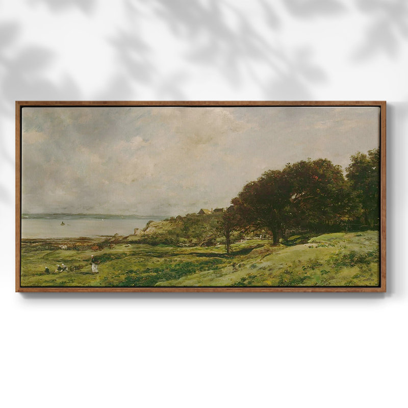 Série nautique-CCCCXCIX- Toile tendue avec châssis tendue, prête à être accrochée, H 25 po x l 49 po, Noyer
