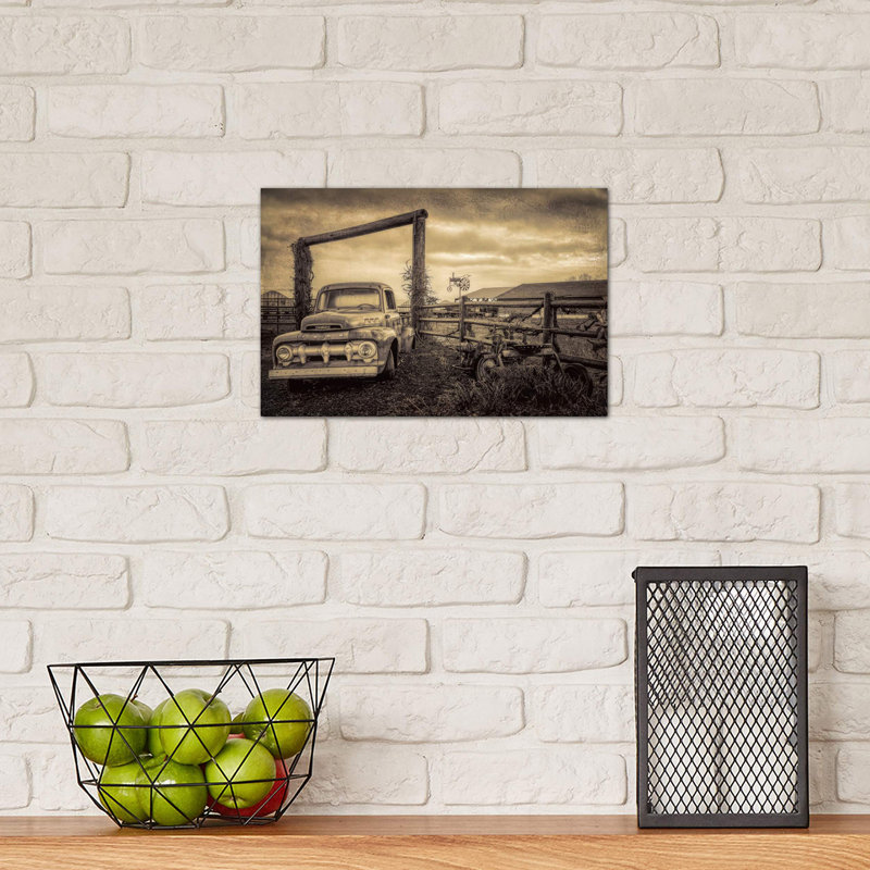 Old Ford At The Farm by Don Schwartz - Print on Canvas, 101.6 cm H x 66.04 cm W x 1.91 cm D, Wrapped Canvas