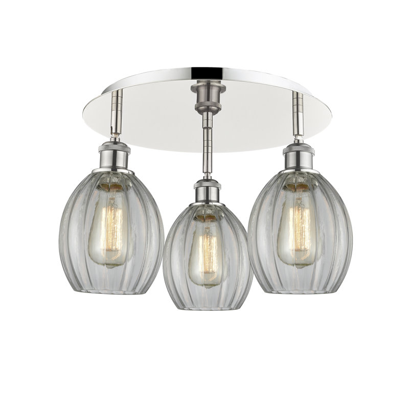 Plafonnier semi-encastré en verre Berl, Nickel poli, Transparent