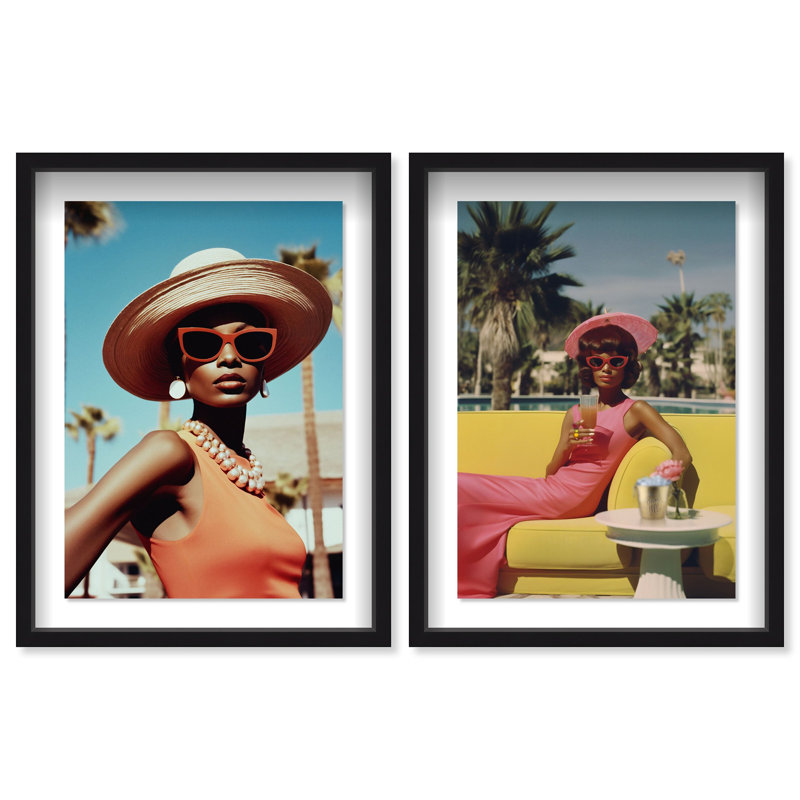 Stylish Spring Lady Set od 2 Shadowbox by Oliver Gal, Black, 25.5" H x 17.5" W