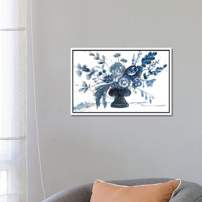 Blue Floral In Vase by Robin Maria - Painting on Canvas