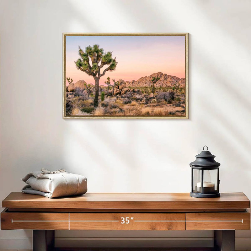 Joshua Tree Patch, 19" X 13", Floating Frame Natural Wood